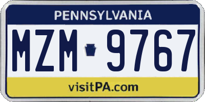 PA license plate MZM9767