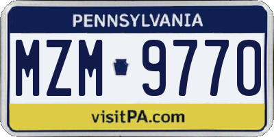 PA license plate MZM9770
