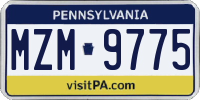 PA license plate MZM9775
