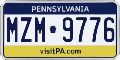 PA license plate MZM9776