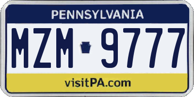 PA license plate MZM9777