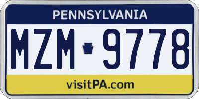 PA license plate MZM9778