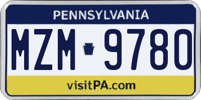 PA license plate MZM9780