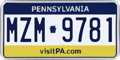 PA license plate MZM9781