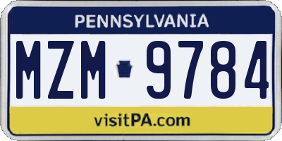 PA license plate MZM9784