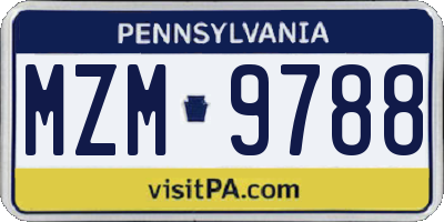PA license plate MZM9788