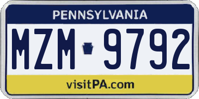 PA license plate MZM9792