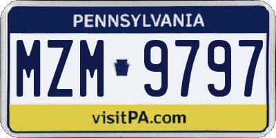 PA license plate MZM9797
