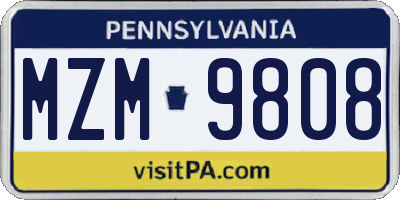 PA license plate MZM9808