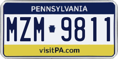 PA license plate MZM9811