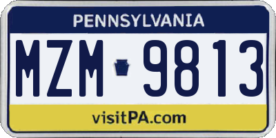 PA license plate MZM9813