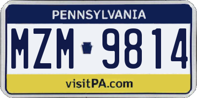 PA license plate MZM9814