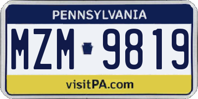PA license plate MZM9819