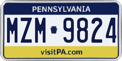 PA license plate MZM9824