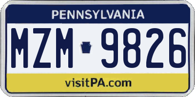 PA license plate MZM9826
