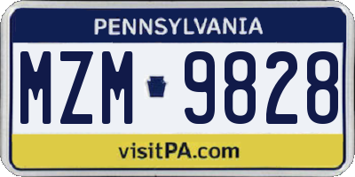 PA license plate MZM9828