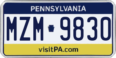 PA license plate MZM9830