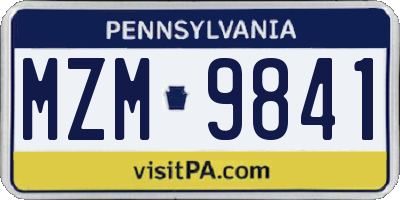 PA license plate MZM9841