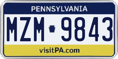 PA license plate MZM9843