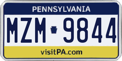 PA license plate MZM9844