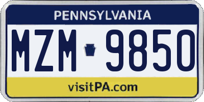 PA license plate MZM9850