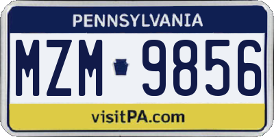 PA license plate MZM9856