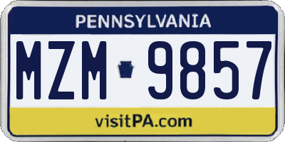 PA license plate MZM9857
