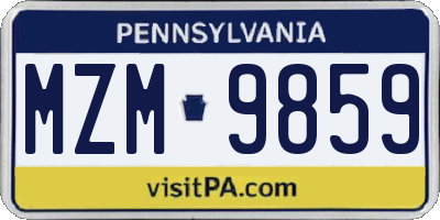 PA license plate MZM9859