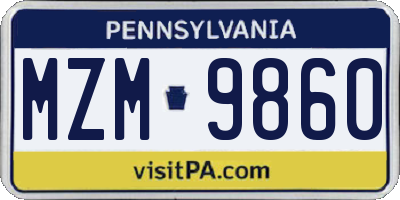 PA license plate MZM9860