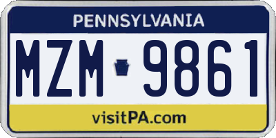 PA license plate MZM9861