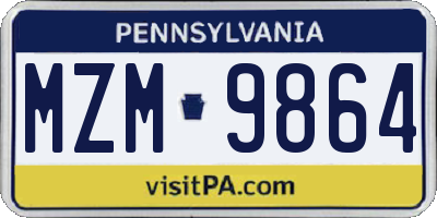 PA license plate MZM9864