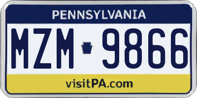 PA license plate MZM9866