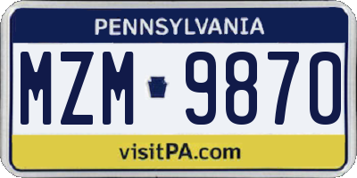 PA license plate MZM9870