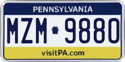 PA license plate MZM9880