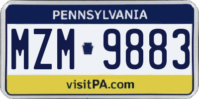 PA license plate MZM9883