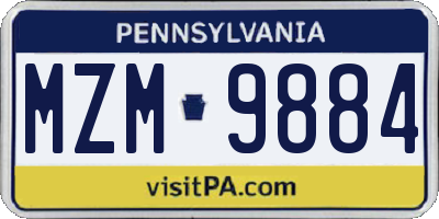 PA license plate MZM9884