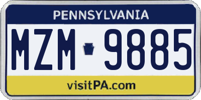 PA license plate MZM9885