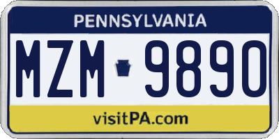 PA license plate MZM9890