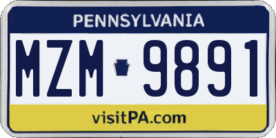 PA license plate MZM9891