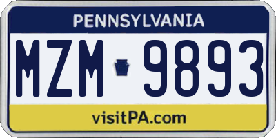 PA license plate MZM9893