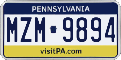 PA license plate MZM9894
