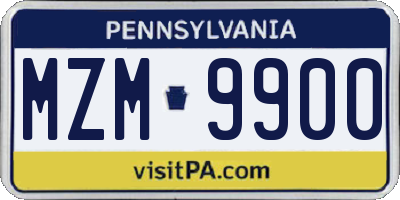 PA license plate MZM9900