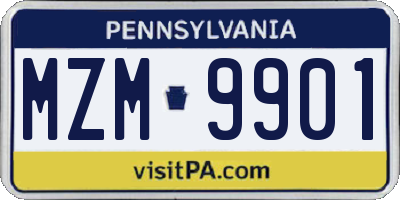 PA license plate MZM9901