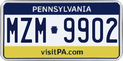 PA license plate MZM9902