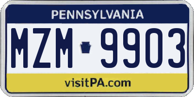 PA license plate MZM9903