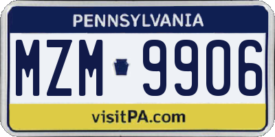 PA license plate MZM9906