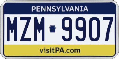 PA license plate MZM9907