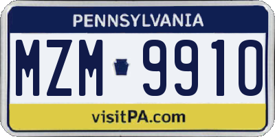 PA license plate MZM9910