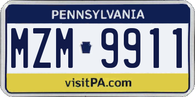 PA license plate MZM9911