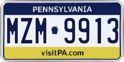 PA license plate MZM9913